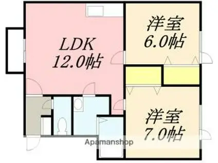 コーポVIII(2LDK/1階)の間取り写真