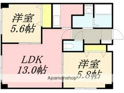 ピュアパレス海岸町(2LDK/2階)の間取り写真