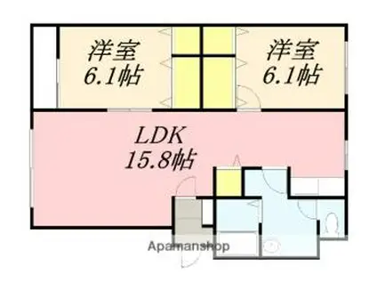 MハウスIII(2LDK/3階)の間取り写真