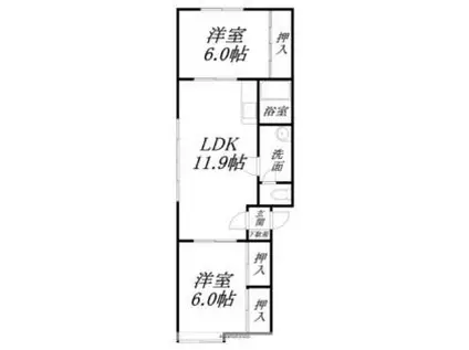 シャノワール(2LDK/2階)の間取り写真