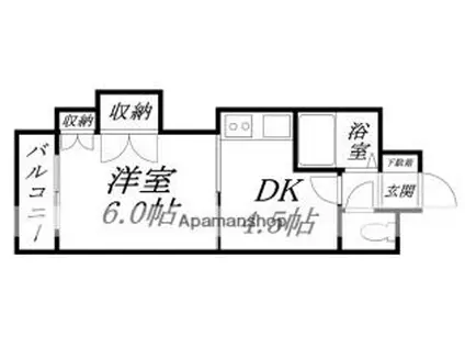 エンドレス高松(1DK/4階)の間取り写真