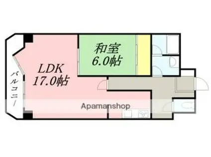 ロイヤルシティ弐番館青柳(1LDK/2階)の間取り写真
