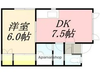 コーポ金沢(1DK/2階)の間取り写真