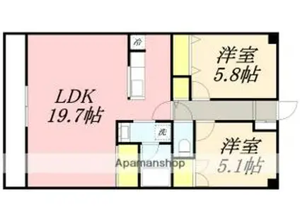 ハイム桔梗II(2LDK/2階)の間取り写真