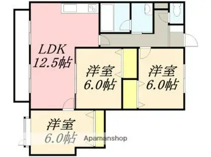 マンショングリーンリーフ(3LDK/4階)の間取り写真