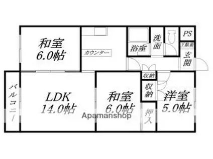 ピアコート神山(3LDK/2階)の間取り写真