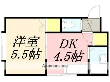 レオパレス千歳C棟(1DK/2階)の間取り写真