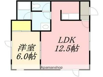 コーポサチ(1LDK/2階)の間取り写真