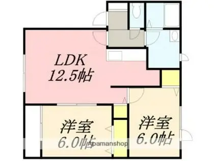 ハウスコンフォートF(2LDK/2階)の間取り写真