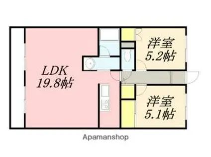 ハイム桔梗I(2LDK/4階)の間取り写真