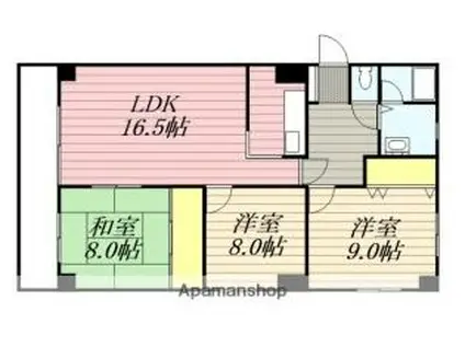 マンションウィンズ(3LDK/1階)の間取り写真