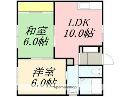 サンライフ追分I(2LDK/2階)の間取り写真