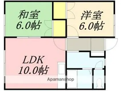 コーポ北斗(2LDK/2階)の間取り写真