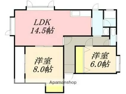 カーサグラシア(2LDK/1階)の間取り写真