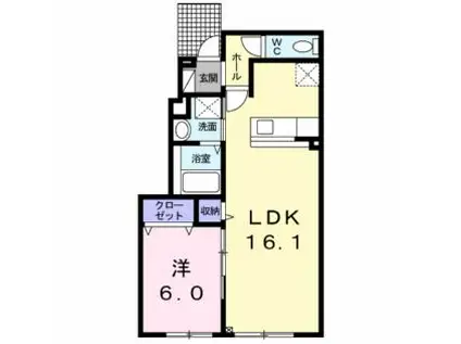 メゾン ド ソレイユII(1LDK/1階)の間取り写真