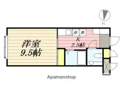 ペイサージュ・港町(1K/3階)の間取り写真