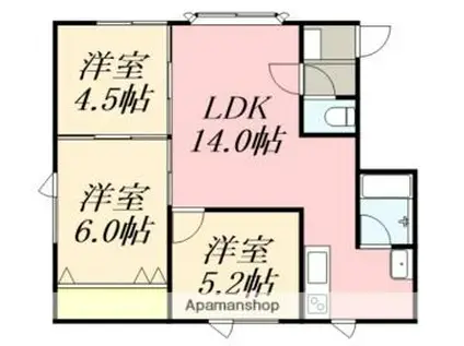 サンハイム吉川II(3LDK/2階)の間取り写真