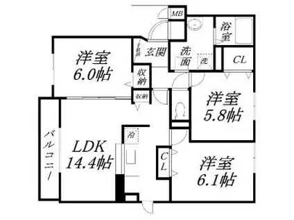 ファーストレジデンス(3LDK/4階)の間取り写真