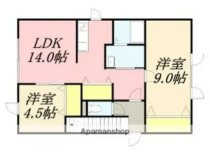 コスモレジデンスゆめみII(2LDK/2階)の間取り写真