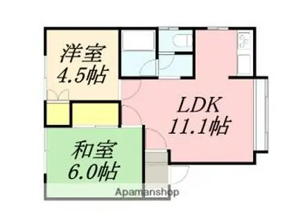 ハイツトミー(2LDK/1階)の間取り写真