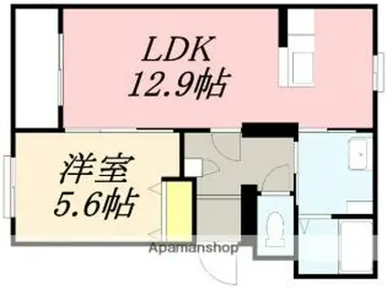 ハルヒルズ(1LDK/4階)の間取り写真