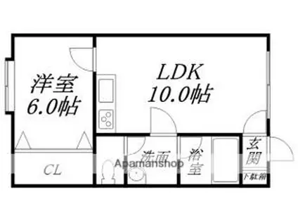 ラメゾンフローラル(1LDK/2階)の間取り写真