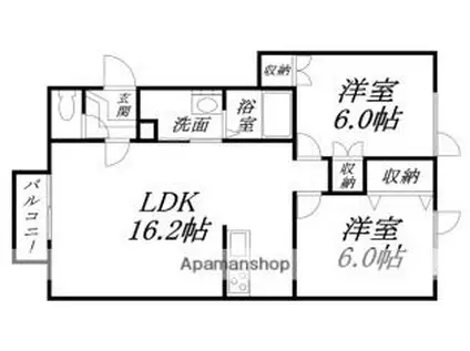 メゾンドフラッシュII(2LDK/2階)の間取り写真