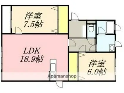 レジデンスシーコーストI(2LDK/3階)の間取り写真