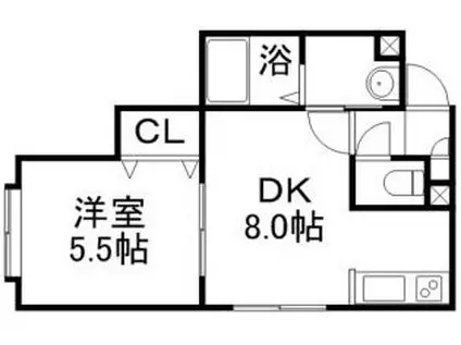 札幌市営東西線 二十四軒駅 徒歩10分 3階建 築18年(1DK/2階)の間取り写真