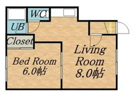野口マンション(1LDK/2階)の間取り写真