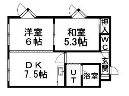 カスタムレジデンス(2DK/2階)の間取り写真