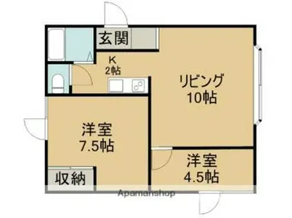 キャストル17 A棟(2LDK/2階)の間取り写真