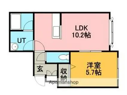 アオイハウス610(1LDK/1階)の間取り写真