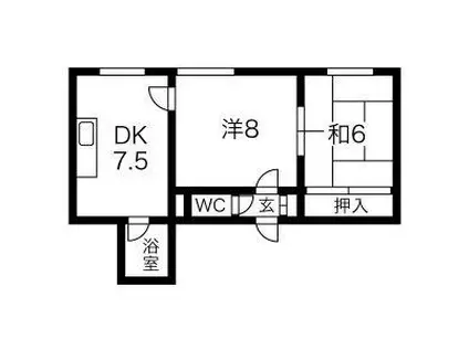 コンツェルト発寒II(2DK/4階)の間取り写真