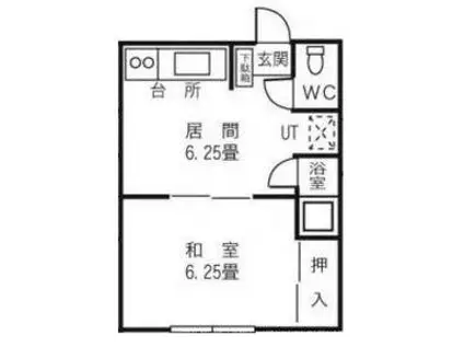 ファミール曙(1DK/1階)の間取り写真