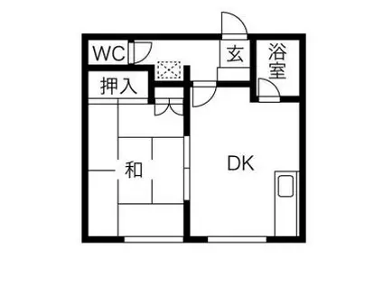 栄光マンション(1DK/2階)の間取り写真