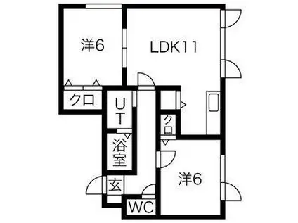 ハイツいなほ(2LDK/2階)の間取り写真