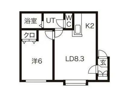 曙1条レモンハイツ(1LDK/3階)の間取り写真