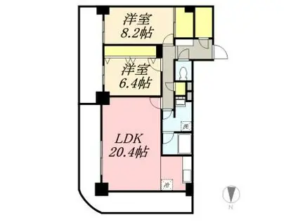 ティアラタワー中島倶楽部(2LDK/32階)の間取り写真