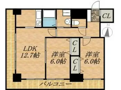 ティアラタワー中島倶楽部(2LDK/28階)の間取り写真