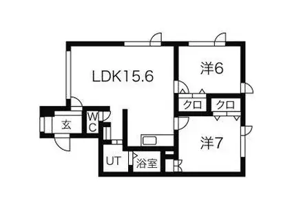 稲穂2.6マンションI(2LDK/2階)の間取り写真