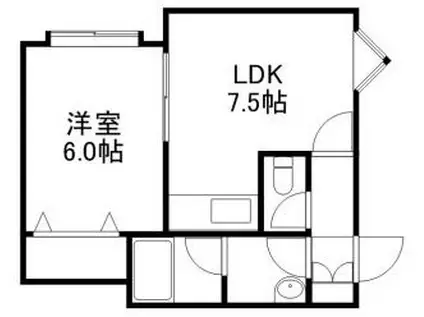 カーサシオン(1DK/1階)の間取り写真