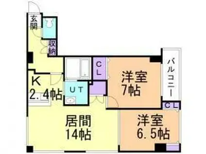 レゾ札幌(2LDK/9階)の間取り写真