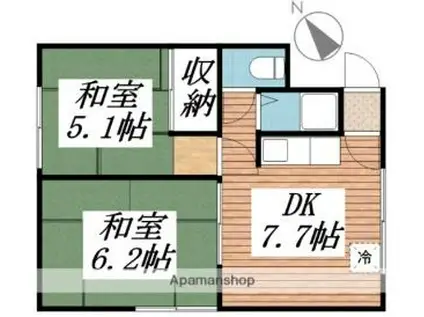 土肥ハイツ(2DK/2階)の間取り写真