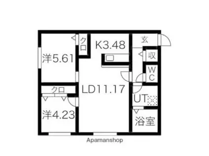 ヴォーネン幌西(2LDK/1階)の間取り写真