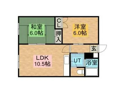 アムール発寒(2LDK/3階)の間取り写真