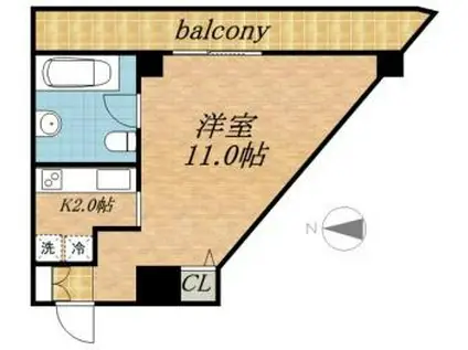 AMSTOWER南6条(1K/16階)の間取り写真