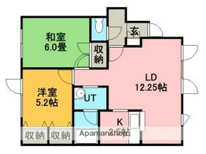 サンフレンズ稲穂F(2LDK/1階)の間取り写真