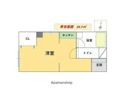札幌ニュースカイマンション(1DK/4階)の間取り写真