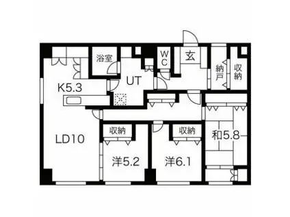 110松井ビル(3LDK/6階)の間取り写真